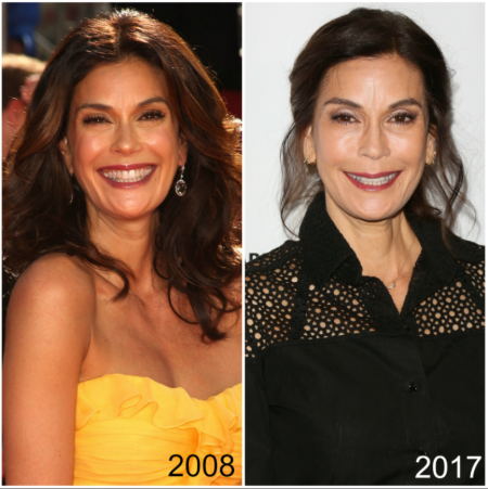 Before and after picture of Teri Hatcher.